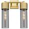 Bolivar 16" High 2 Light Brushed Brass Sconce With Plated Smoke Glass