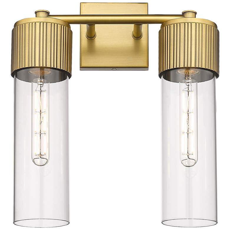 Image 1 Bolivar 16" High 2 Light Matte Black Sconce With Clear Glass Shade