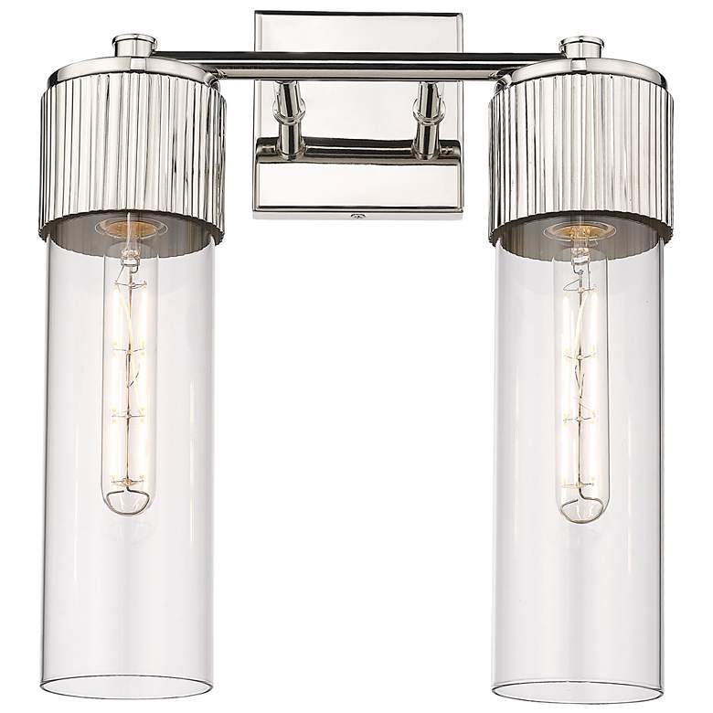 Image 1 Bolivar 16" High 2 Light Polished Nickel Sconce With Clear Glass Shade