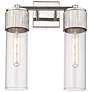 Bolivar 16" High 2 Light Polished Nickel Sconce With Clear Glass Shade
