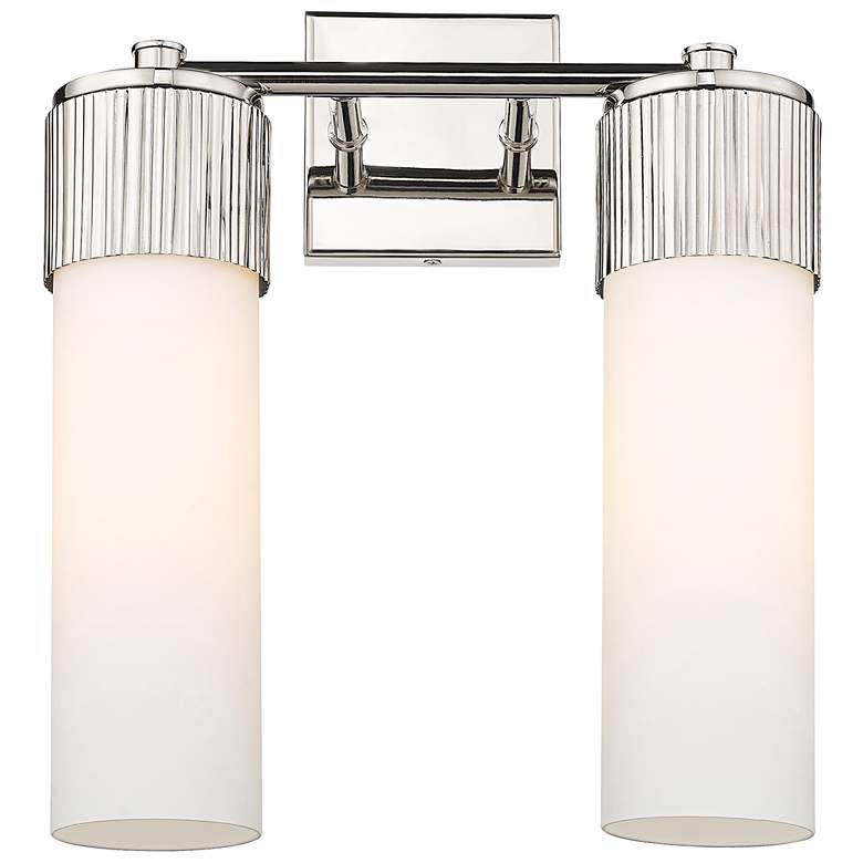 Image 1 Bolivar 16" High 2 Light Polished Nickel Sconce With Matte White Shade