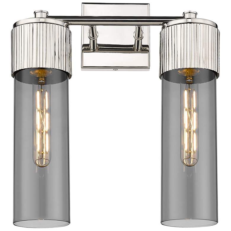 Image 1 Bolivar 16" High 2 Light Polished Nickel Sconce With Plated Smoke Shad