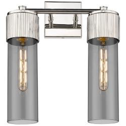 Bolivar 16" High 2 Light Polished Nickel Sconce With Plated Smoke Shad