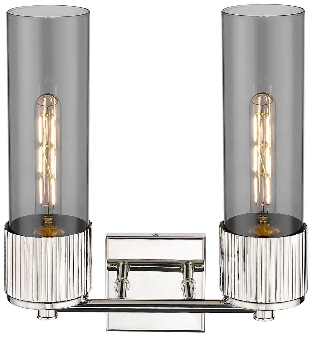 Image 3 Bolivar 16" High 2 Light Polished Nickel Sconce With Plated Smoke Shad more views