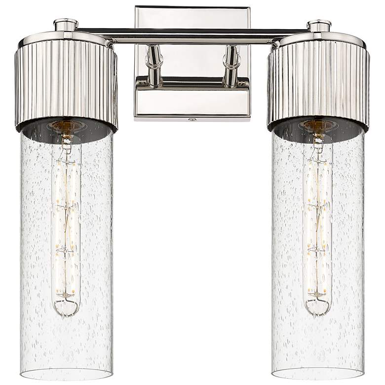 Image 1 Bolivar 16" High 2 Light Polished Nickel Sconce With Seedy Glass Shade
