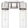 Bolivar 16" High 2 Light Satin Nickel Sconce With Clear Glass Shade