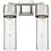Bolivar 16" High 2 Light Satin Nickel Sconce With Seedy Glass Shade