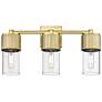 Bolivar 20.5" Wide 3 Light Brushed Brass Bath Light With Clear Glass S