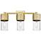Bolivar 20.5" Wide 3 Light Brushed Brass Bath Light With Clear Glass S