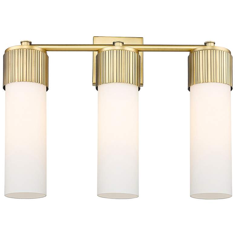 Image 1 Bolivar 20.5" Wide 3 Light Brushed Brass Bath Light With Matte White S
