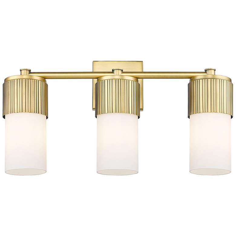 Image 1 Bolivar 20.5" Wide 3 Light Brushed Brass Bath Light With Matte White S