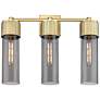 Bolivar 20.5" Wide 3 Light Brushed Brass Bath Light With Plated Smoke
