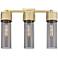 Bolivar 20.5" Wide 3 Light Brushed Brass Bath Light With Plated Smoke