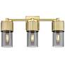 Bolivar 20.5" Wide 3 Light Brushed Brass Bath Light With Plated Smoke