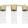 Bolivar 20.5" Wide 3 Light Brushed Brass Bath Light With Seedy Glass S