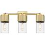 Bolivar 20.5" Wide 3 Light Brushed Brass Bath Light With Seedy Glass S