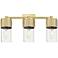 Bolivar 20.5" Wide 3 Light Brushed Brass Bath Light With Seedy Glass S