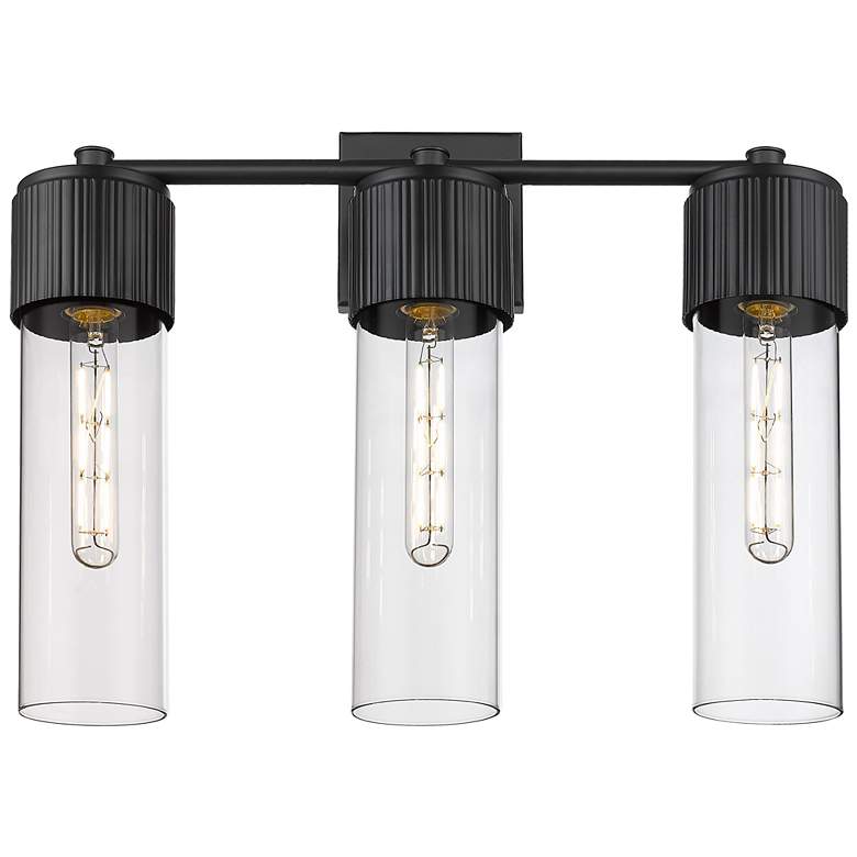 Image 1 Bolivar 20.5" Wide 3 Light Matte Black Bath Light With Clear Glass Sha