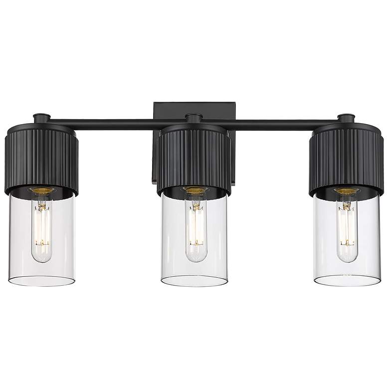 Image 1 Bolivar 20.5" Wide 3 Light Matte Black Bath Light With Clear Glass Sha