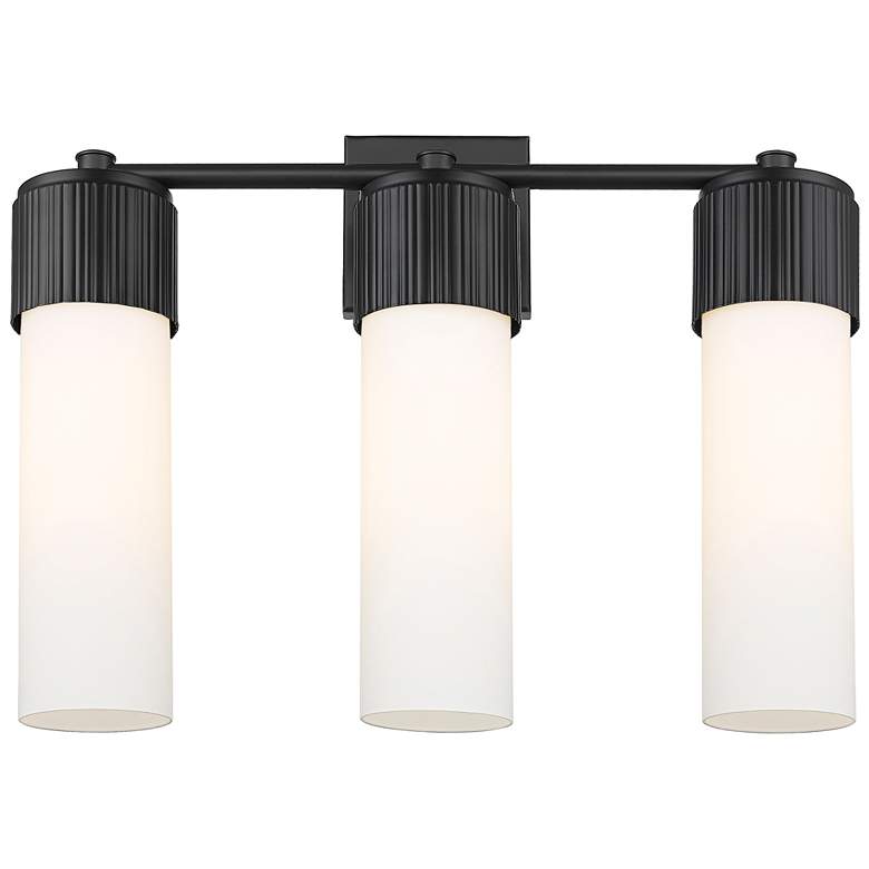 Image 1 Bolivar 20.5" Wide 3 Light Matte Black Bath Light With Matte White Sha