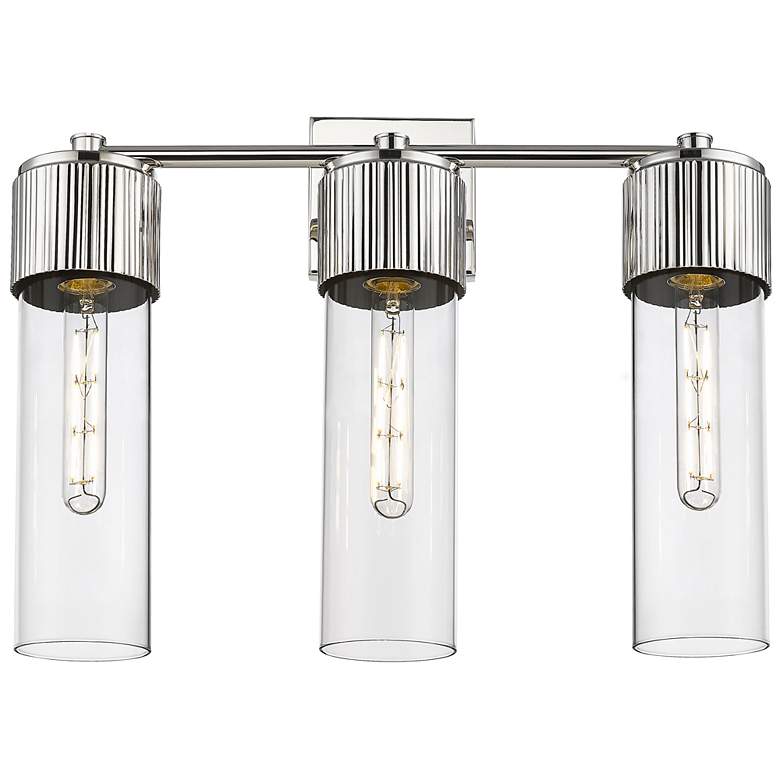 Image 1 Bolivar 20.5 inch Wide 3 Light Polished Nickel Bath Light With Clear Shade