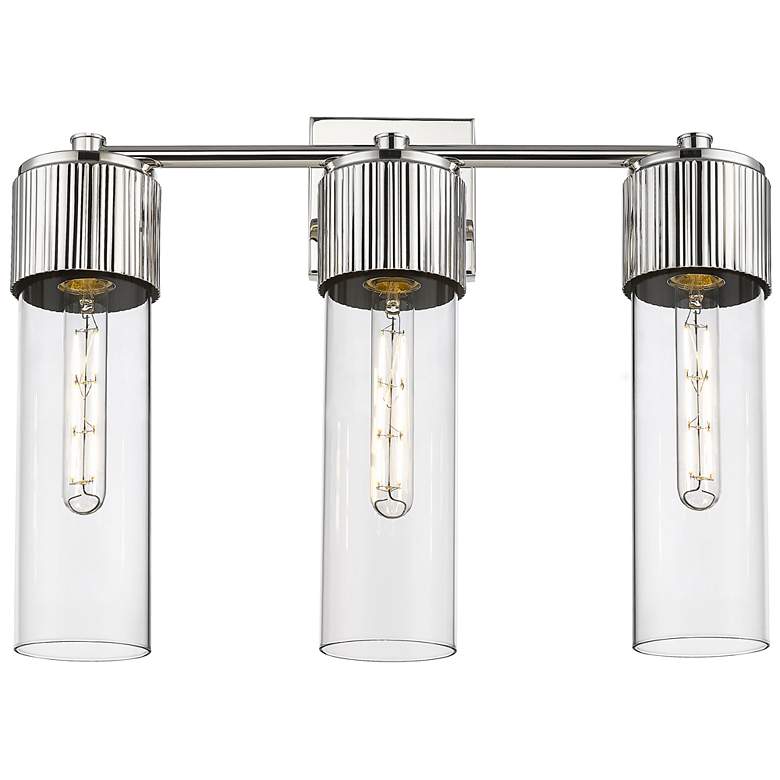 Image 1 Bolivar 20.5" Wide 3 Light Polished Nickel Bath Light With Clear Shade
