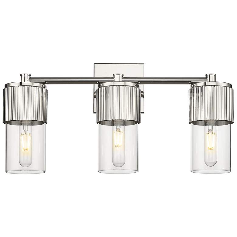 Image 1 Bolivar 20.5" Wide 3 Light Polished Nickel Bath Light With Clear Shade