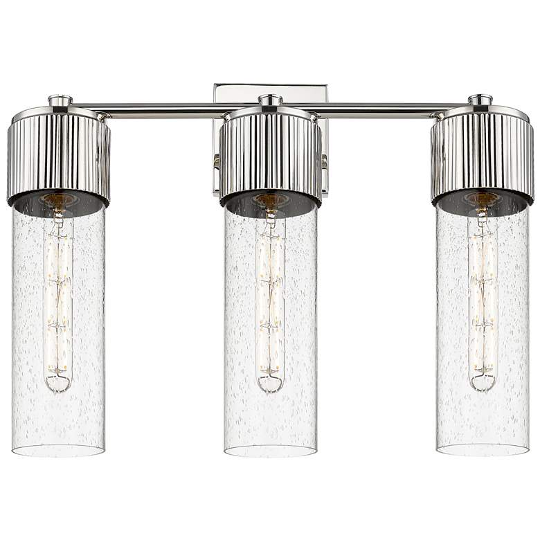 Image 1 Bolivar 20.5" Wide 3 Light Polished Nickel Bath Light With Seedy Shade