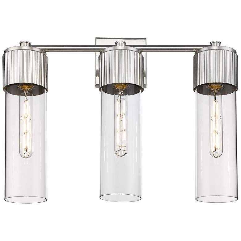 Image 1 Bolivar 20.5" Wide 3 Light Satin Nickel Bath Light With Clear Glass Sh