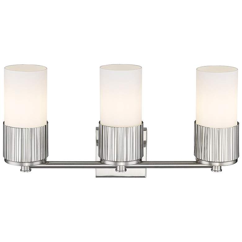Image 2 Bolivar 20.5" Wide 3 Light Satin Nickel Bath Light With Matte White Sh more views
