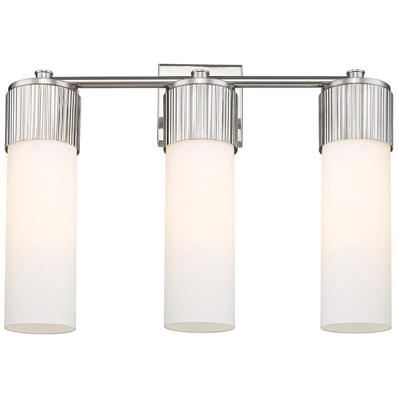Image 1 Bolivar 20.5" Wide 3 Light Satin Nickel Bath Light With Matte White Sh