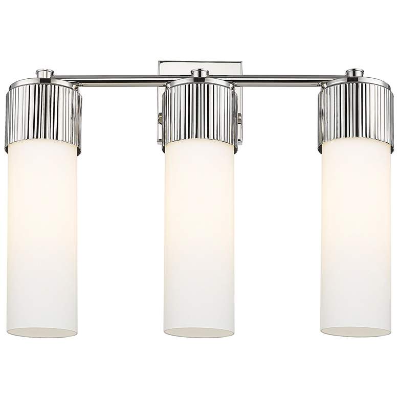 Image 1 Bolivar 20.5"W 3 Light Polished Nickel Bath Light With Matte White Sha