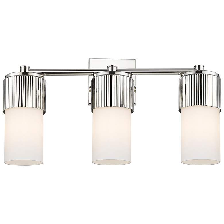 Image 1 Bolivar 20.5"W 3 Light Polished Nickel Bath Light With Matte White Sha
