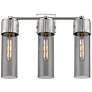 Bolivar 20.5"W 3 Light Polished Nickel Bath Light With Plated Smoke Sh