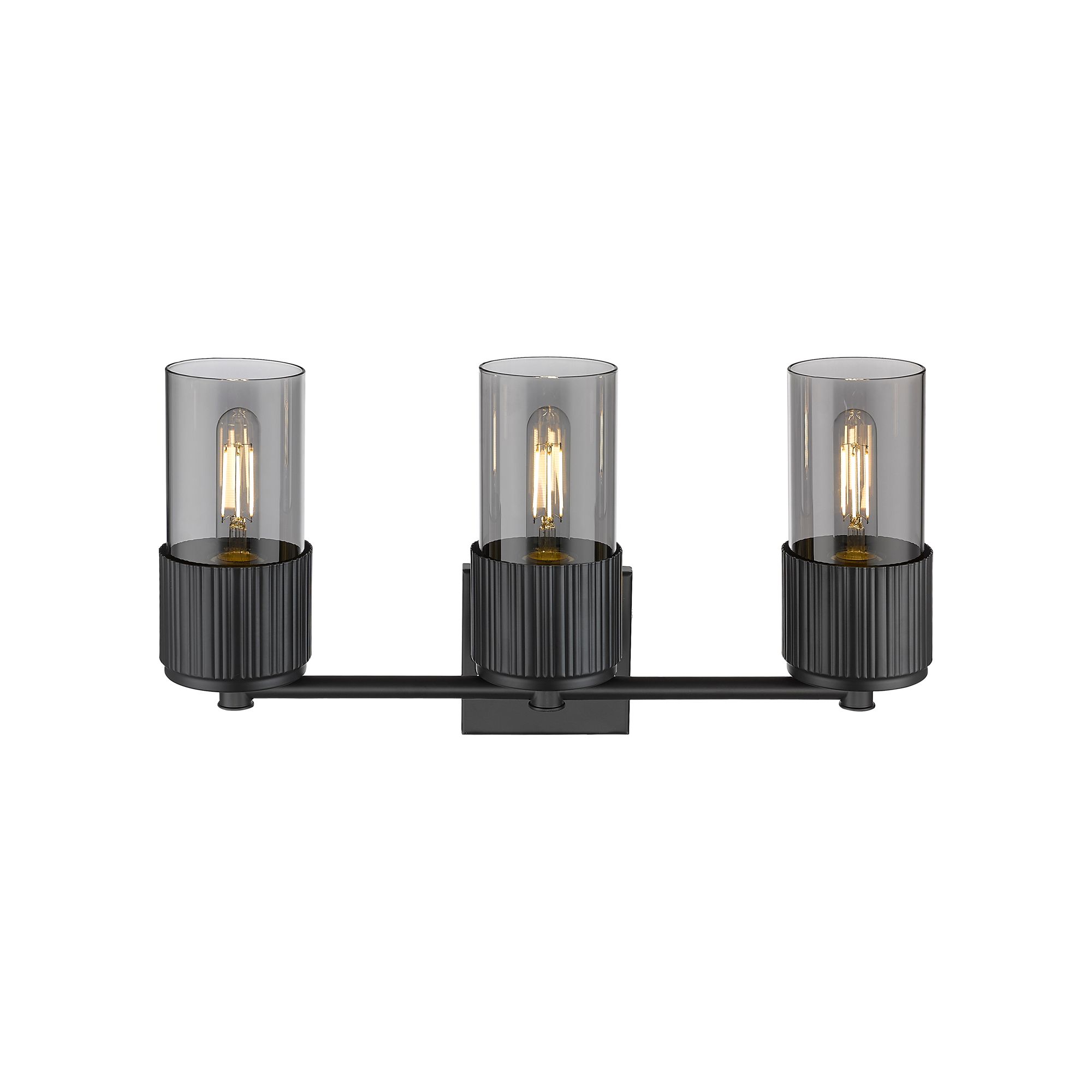 Image 2 Bolivar 20 1/2" Wide Black 3-Light Bath Light w/ Smoke Glass more views