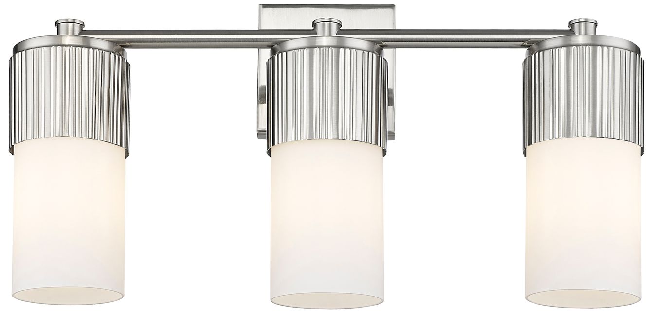 Bolivar 20 1/2"W Nickel and White Glass 3-Light Bath Light