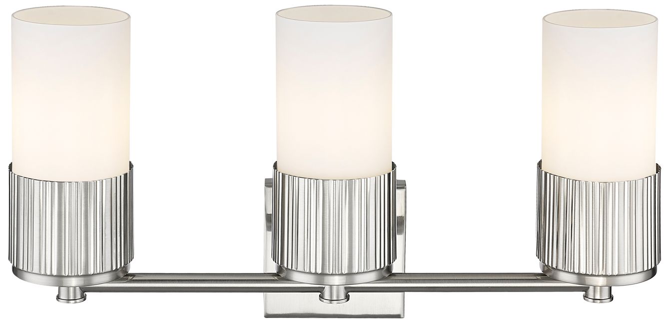 Image 2 Bolivar 20 1/2"W Nickel and White Glass 3-Light Bath Light more views