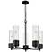 Bolivar 25" Wide 5 Light Matte Black Chain Hung Chandelier With Clear