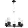 Bolivar 25" Wide 5 Light Matte Black Chain Hung Chandelier With Clear 