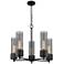 Bolivar 25"W 5 Light Black Chain Hung Chandelier w/ Smoke Shade