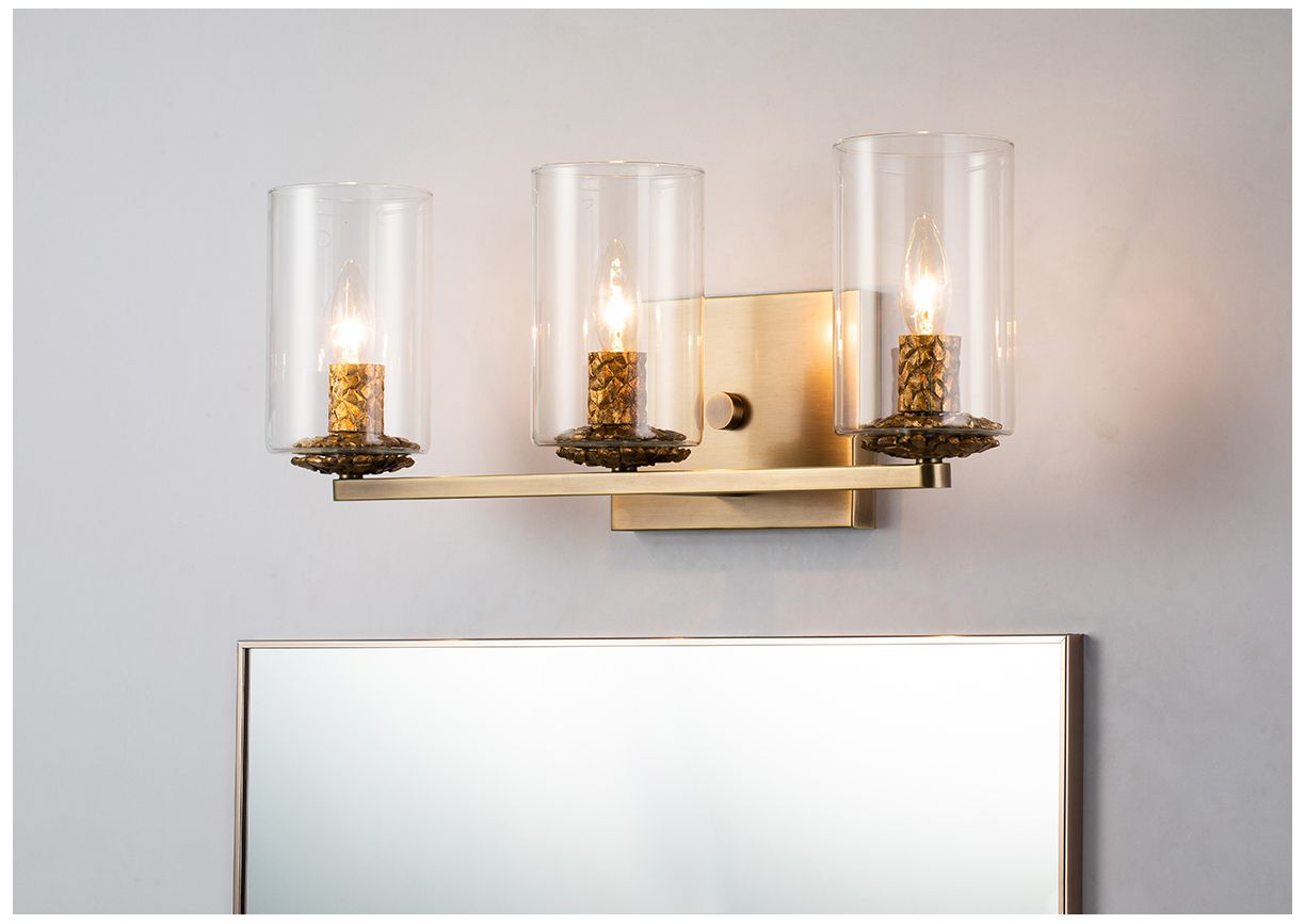 Image 4 Bolivar 3-Light Vanity Fixture In Antique Brass more views