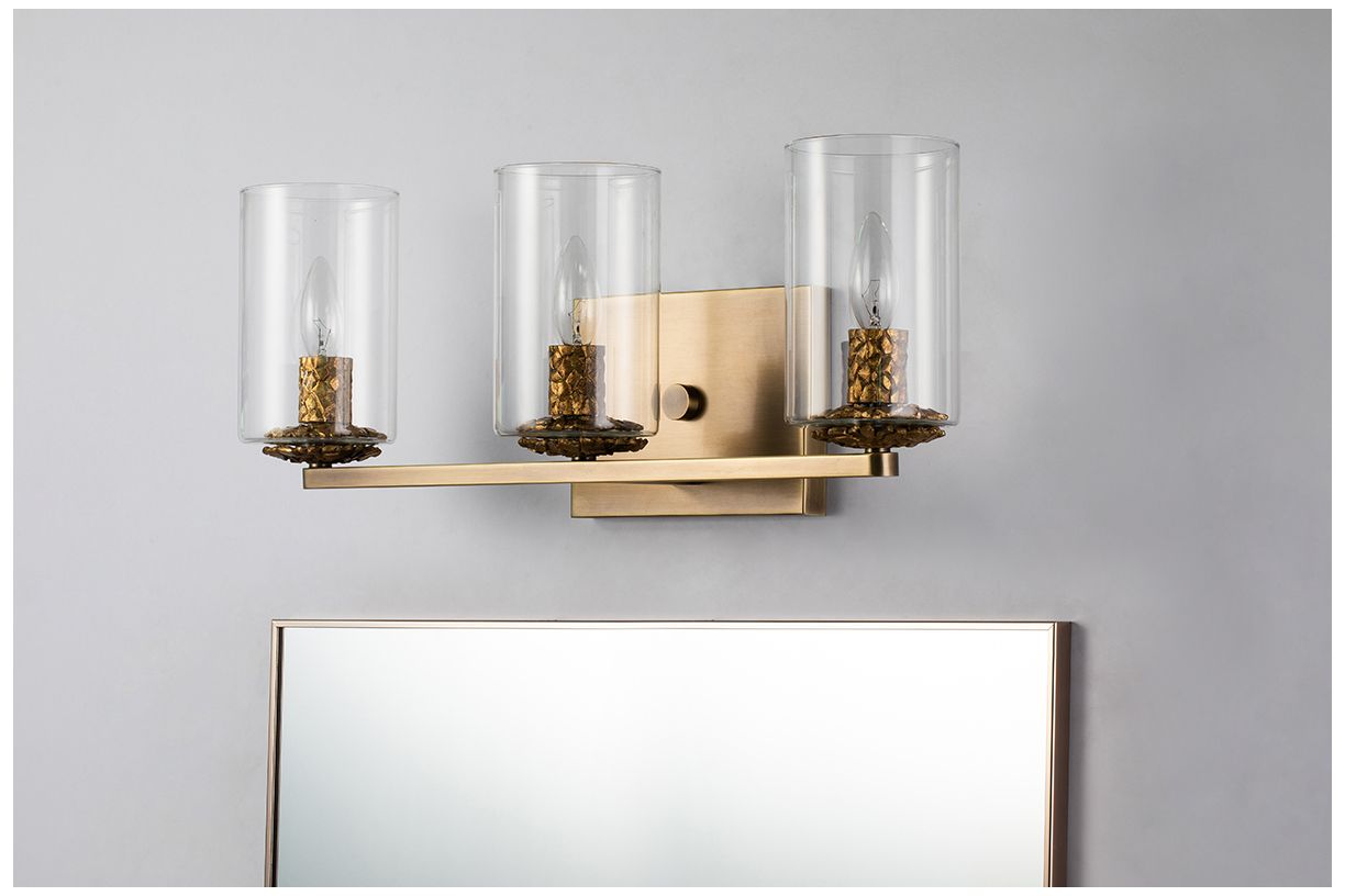 Image 5 Bolivar 3-Light Vanity Fixture In Antique Brass more views