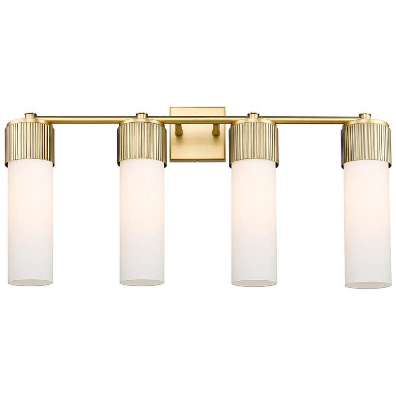 Image 1 Bolivar 31" Wide 4 Light Brushed Brass Bath Light With Matte White Sha