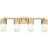 Bolivar 31" Wide 4 Light Brushed Brass Bath Light With Matte White Sha