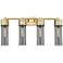 Bolivar 31" Wide 4 Light Brushed Brass Bath Light With Plated Smoke Sh