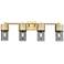 Bolivar 31" Wide 4 Light Brushed Brass Bath Light With Plated Smoke Sh