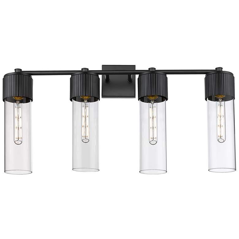 Image 1 Bolivar 31" Wide 4 Light Matte Black Bath Light With Clear Glass Shade
