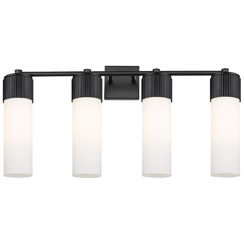 Image 1 Bolivar 31" Wide 4 Light Matte Black Bath Light With Matte White Shade