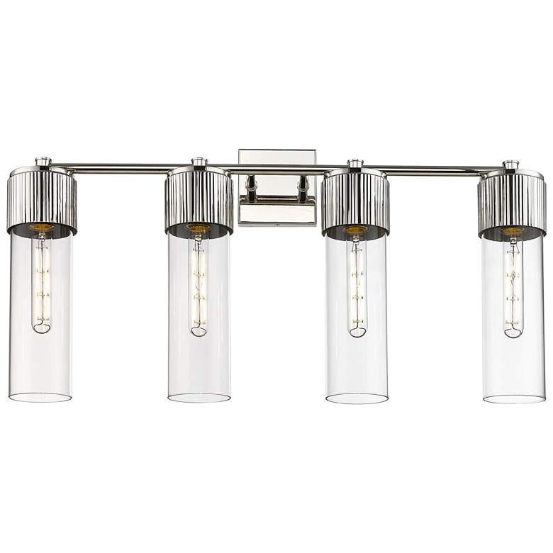 Image 1 Bolivar 31 inch Wide 4 Light Polished Nickel Bath Light With Clear Glass S