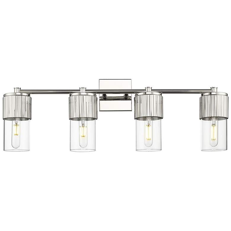 Image 1 Bolivar 31 inch Wide 4 Light Polished Nickel Bath Light With Clear Glass S